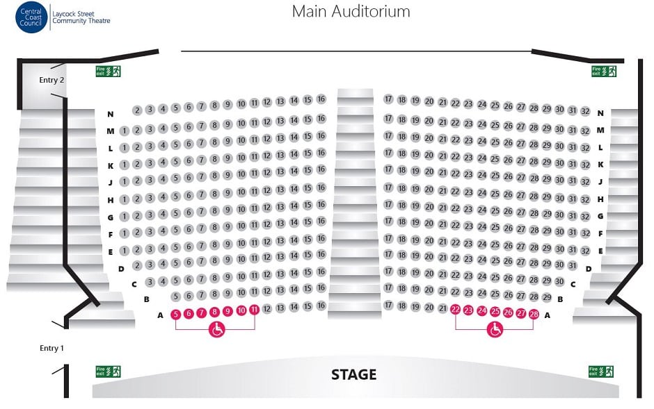 Seating Map of Laycock Street Community Theatre Main Auditorium